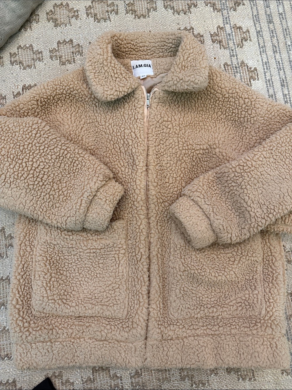 I.AM.GIA Pixie Coat Beige Teddy Sherpa Zip-Up Jacket
